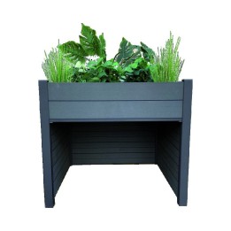 Abri de tondeuse robot avec jardinière de fleurs
