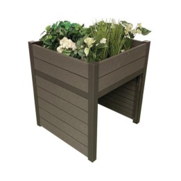 Abri de tondeuse robot avec jardinière de fleurs