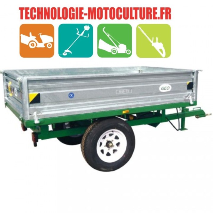 Remorque pour microtracteur de 1000 kg basculante hydraulique